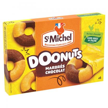 ST-MICHEL-Gâteaux Doonuts Marbrés Chocolat la boîte de 6 donuts de 180G