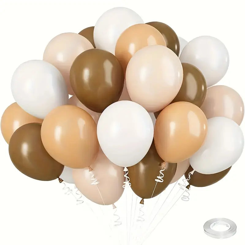 100pièces Kit d'arche de ballons en latex blanc beige et brun