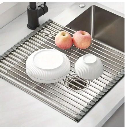 Égouttoir d’Évier avec Tapis de Séchage – Acier, Tailles Moyenne et Grande