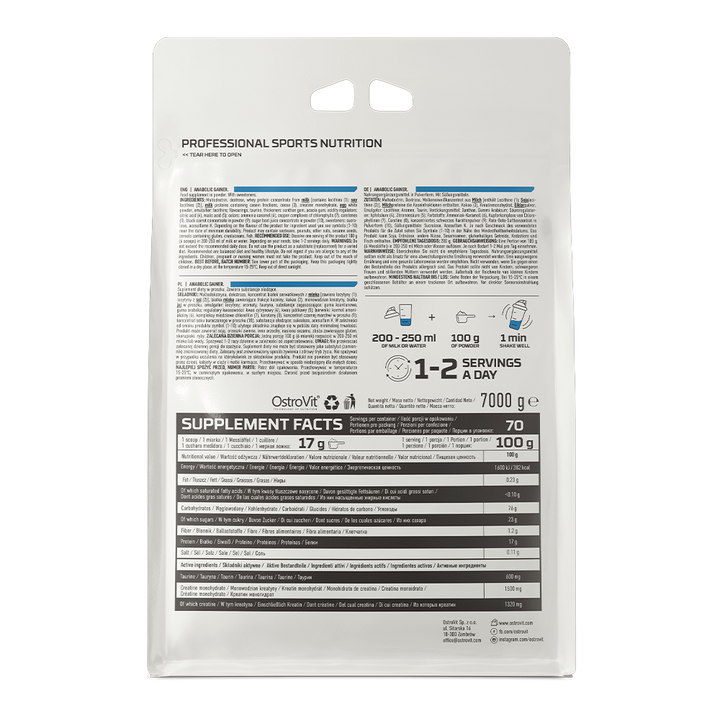 OSTROVIT - Anabolic Gainer Chocolat - 7kg