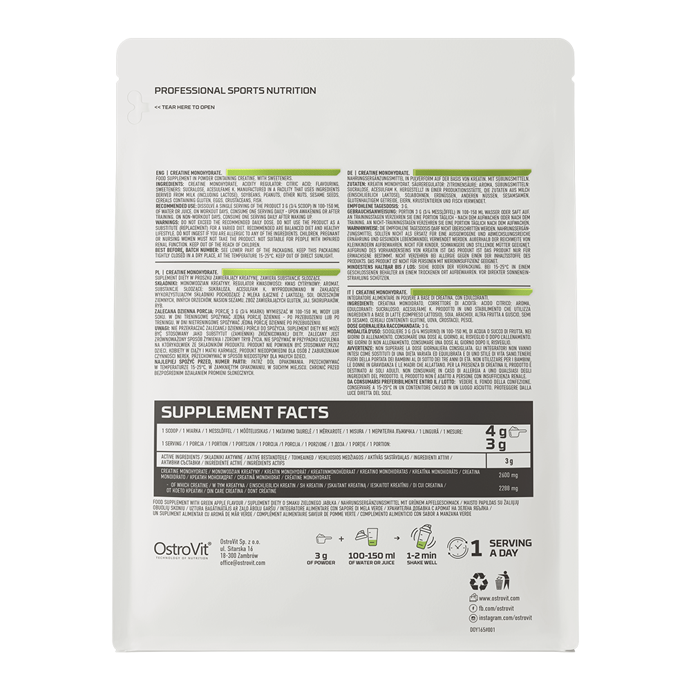 OSTROVIT - Creatine monohydrate saveur pomme - 300G