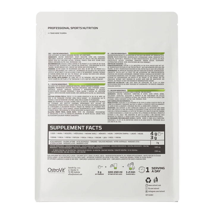 OSTROVIT - Creatine monohydrate saveur pomme - 300G