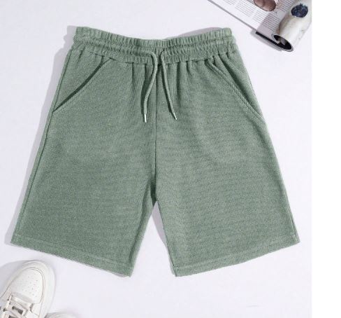 Shorts basiques en tissu gaufré pour hommes, set de 2,  Vert