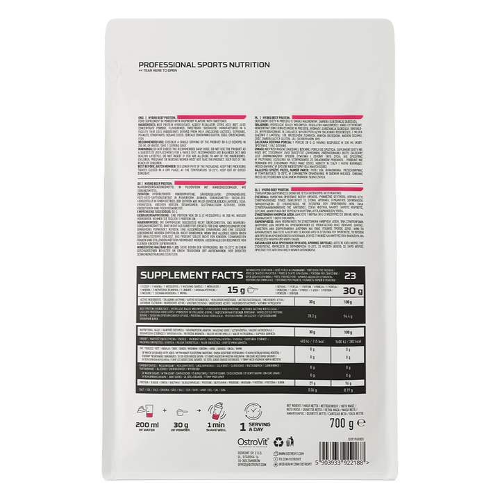 OSTROVIT - Hydro Beef Protein Saveur Framboise - 700G