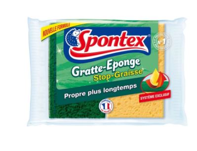 Spontex - Gratte Éponge Stop Grasse, Lot de 2 pcs - Élimine les Graisses et Taches Efficacement