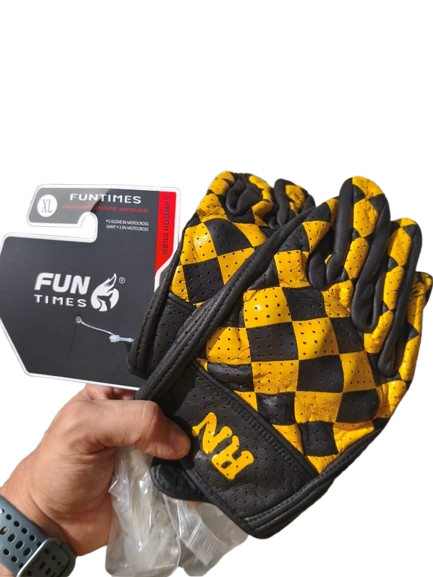 Gants de moto à carreaux L/XL Comme neuf · & Autres histoires · Noir et jaune