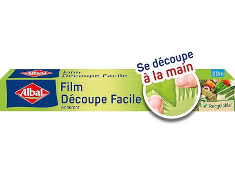 Albal - Film Découpe Facile 20m - Film étirable - Découpe facile à la main - Adhérent