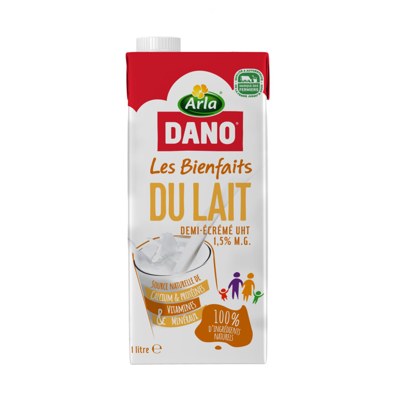 Dano, brique de  lait UHT demi-écrémé 1L