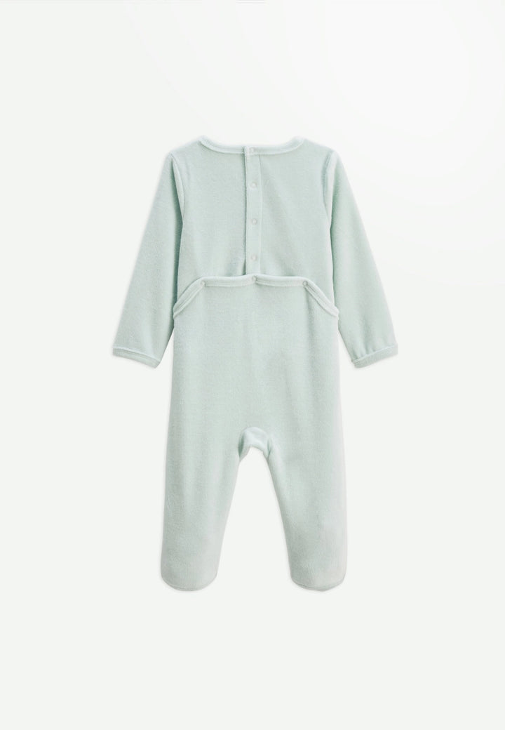 Petit Béguin – Lot de 2 Pyjamas Bébé en Velours Dina- Écru/Vert de Gris - 9 Mois
