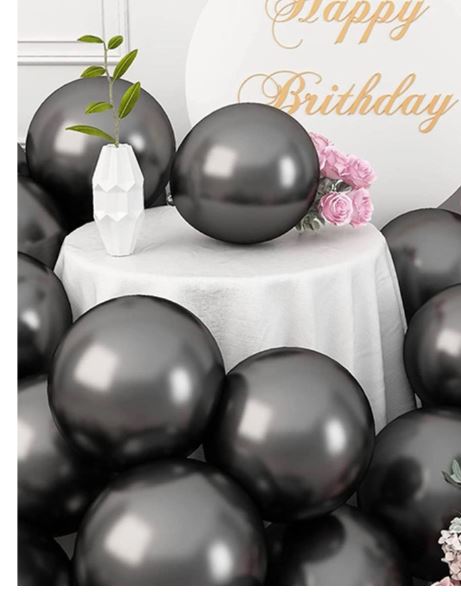 ballons métalliques multicolores de 10 pouces, Noir, 10 Pièces