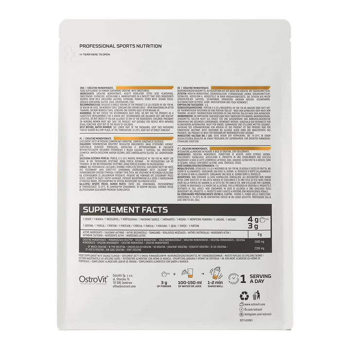 OSTROVIT - Creatine monohydrate saveur Orange - 300G