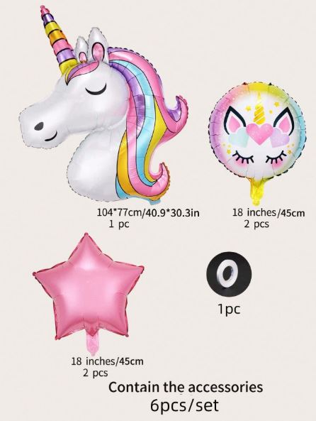 Lot de 5 pièces - Ensemble de ballons licorne