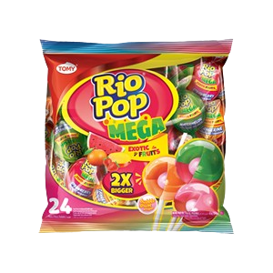 TOMY – Rio Pop Mega Exotic Fruits – Sachet de 24 Sucettes - 28 g