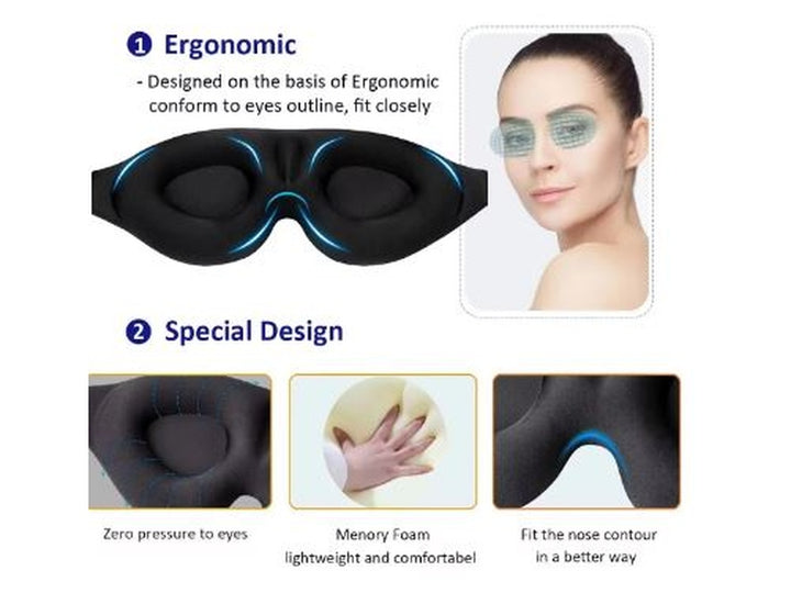 Masque sommeil pour les yeux occultant et ajustable, doux et confortable