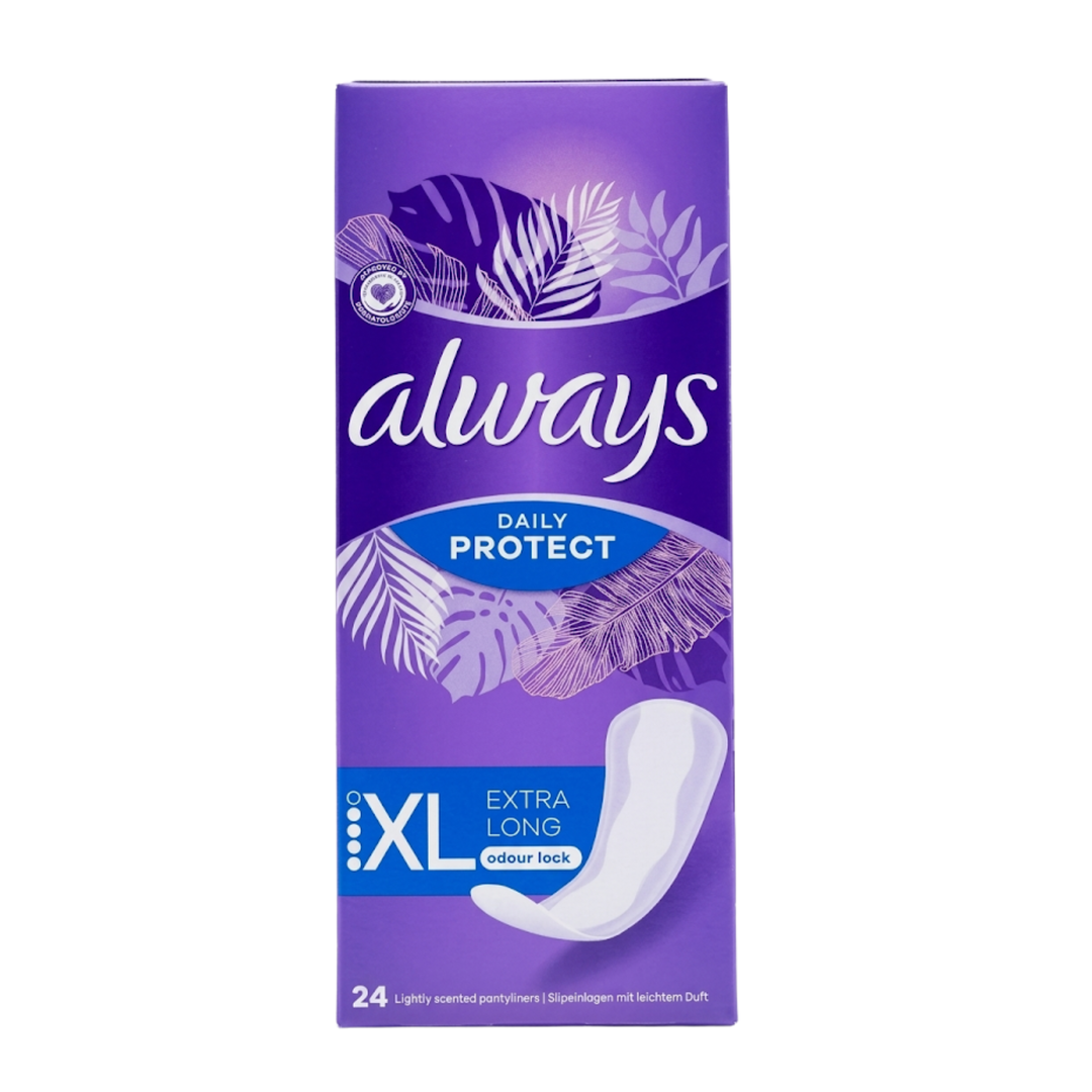 Always – Daily Protect XL – Protège-slips Extra Long – Anti-odeur – 24 pièces