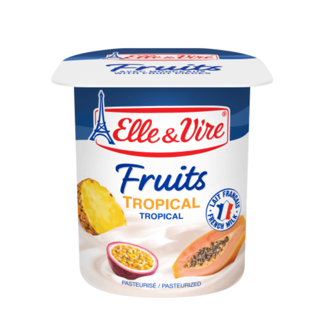 ELLE & VIRE – Yaourt avec Morceaux de Fruits Tropical – 125 g