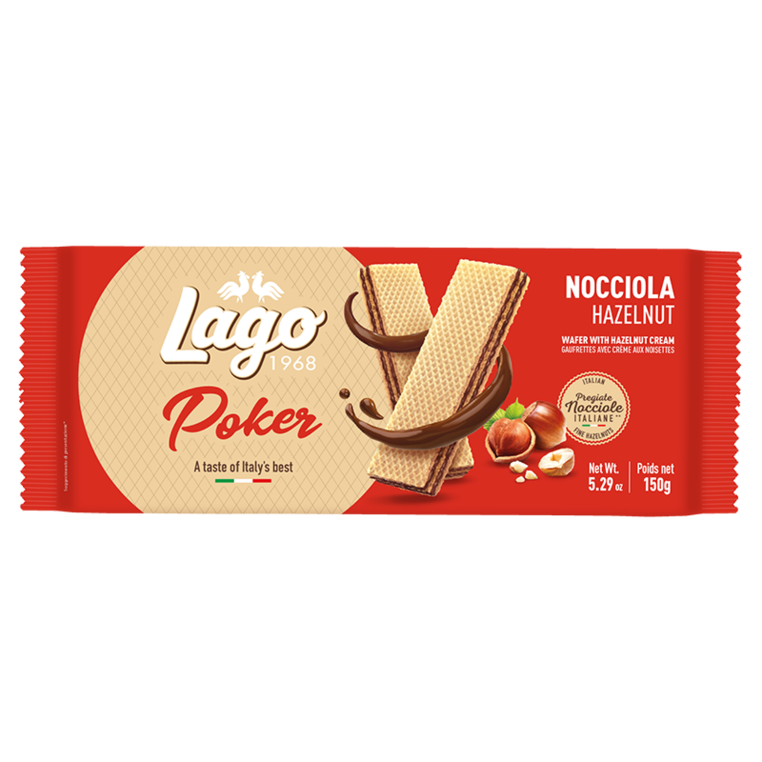 Lago Poker – Gaufrettes avec crème aux noisettes – 150 g