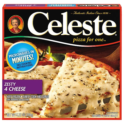 CELESTE-Pizza Celeste Zesty 4 Fromages pour une personne, pizza individuelle surgelée à réchauffer au micro-ondes, 148 g
