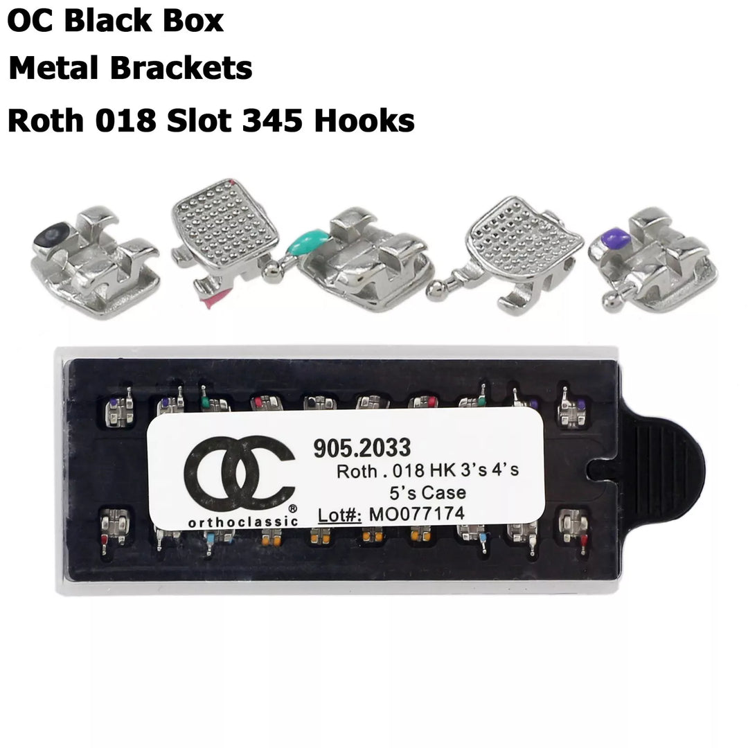 Support dentaire orthodontique en métal MIM Mini Roth 018 022 fente 345 avec crochets