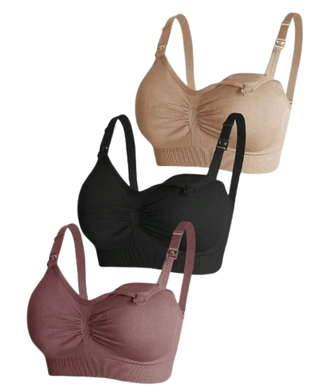 Soutien-gorge d"allaitement de maternité en nylon, 3 PCS