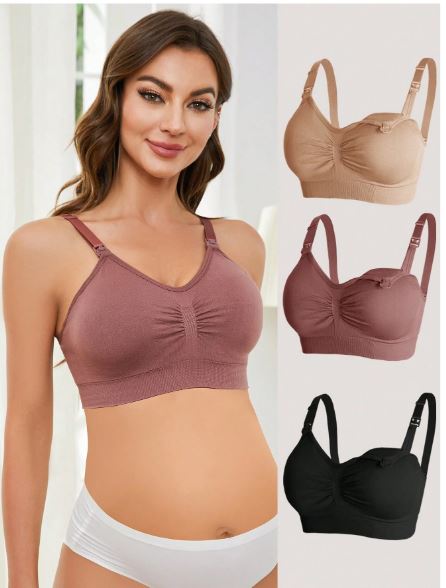 Soutien-gorge d"allaitement de maternité en nylon, 3 PCS