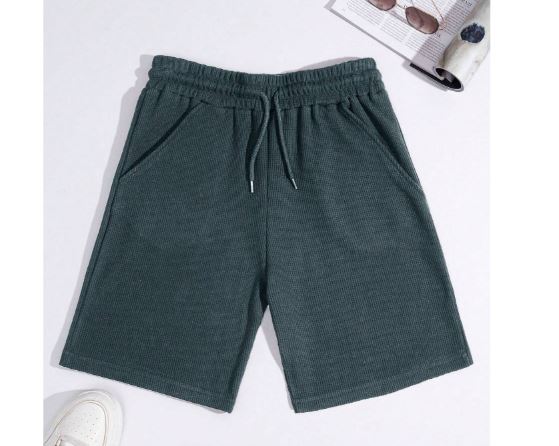 Shorts basiques en tissu gaufré pour hommes, set de 2,  Vert