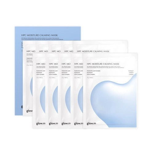 Glow.M - Masque hydratant et apaisant à l'Acide Hyaluronique, Panthénol et Complexe CICA Boite de 10PCS