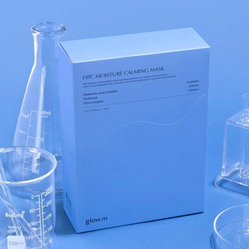 Glow.M - Masque hydratant et apaisant à l'Acide Hyaluronique, Panthénol et Complexe CICA Boite de 10PCS