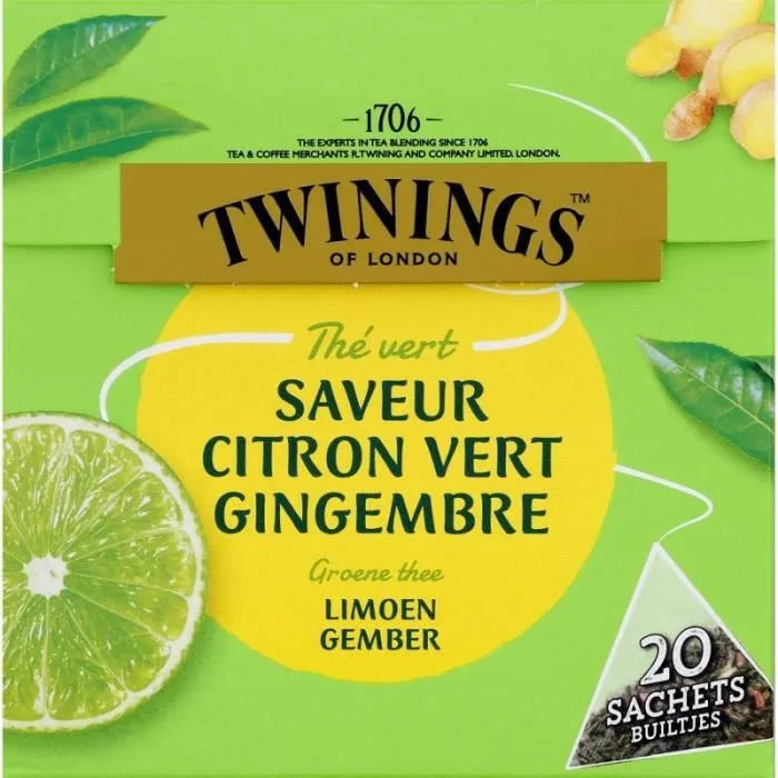 Thé Vert Saveur Citron Vert Gingembre 20s 32g - TWINNINGS